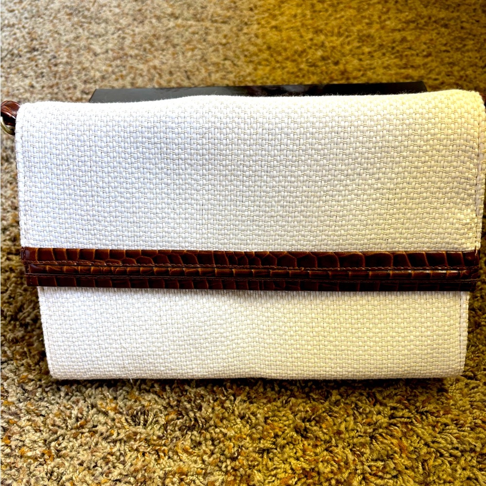 Liz Claiborne Cream Handbag with Brown Trim